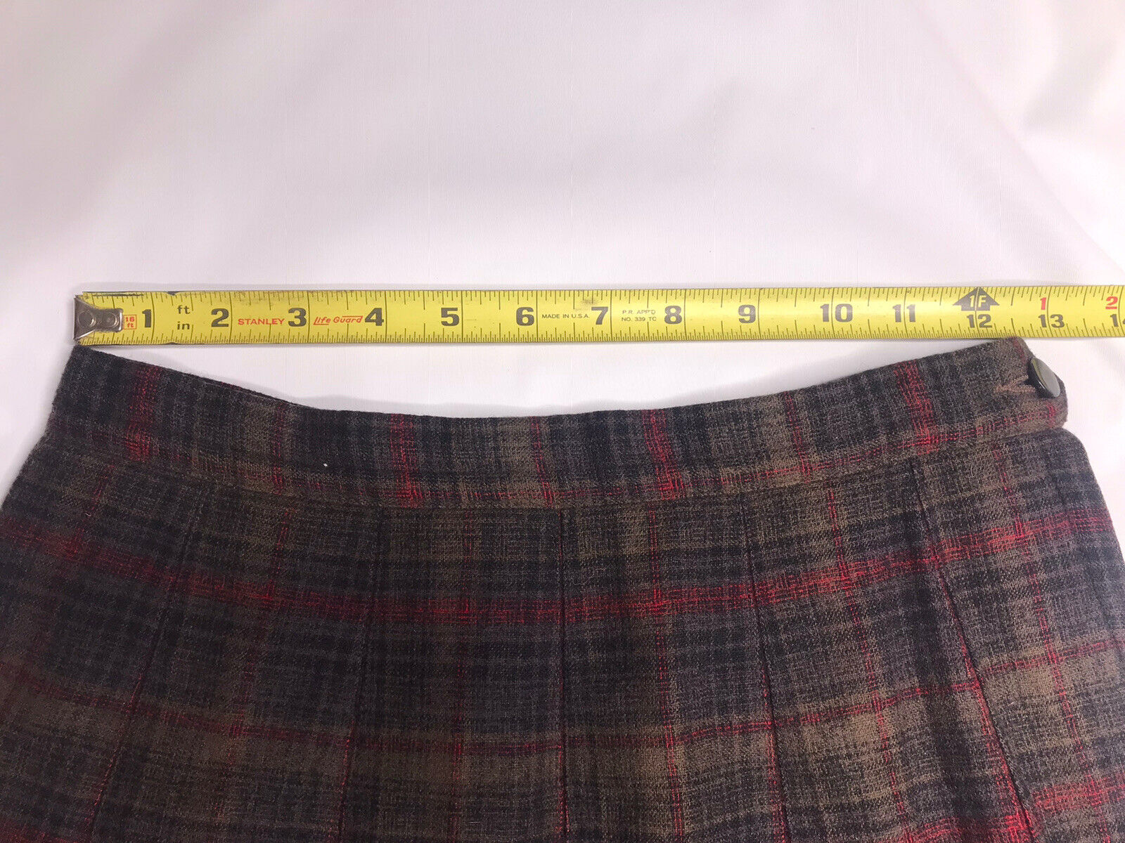 Vintage 70s Pendleton Wool Tartain Plaid Pleated High Waist Skirt S 26” Green - Fresh Stock Dated March 2026