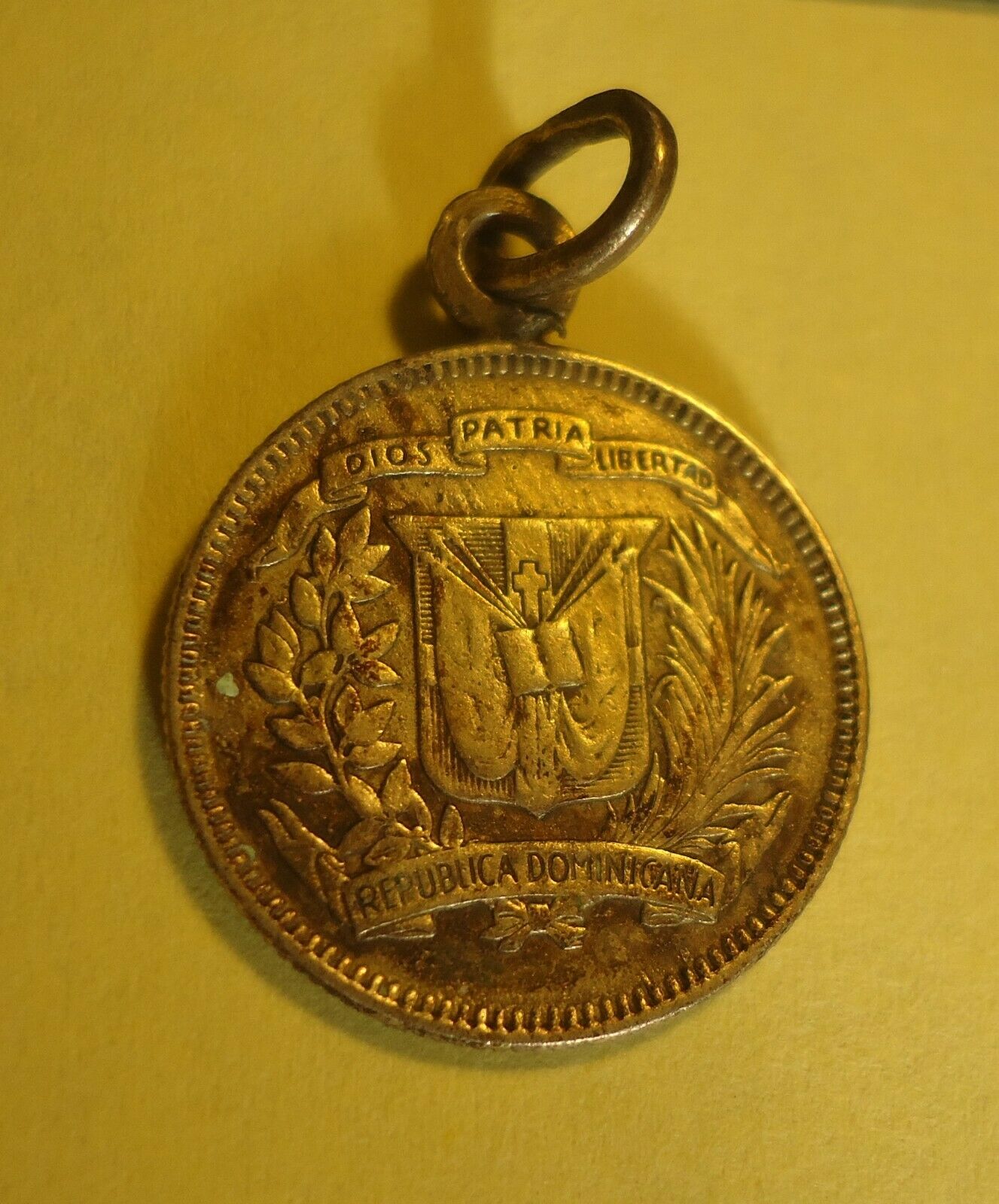 Dominican Republic KM19 10 Centavos Silver coin Pharmacy Symbol charm with loop - Fresh Stock Dated December 2025