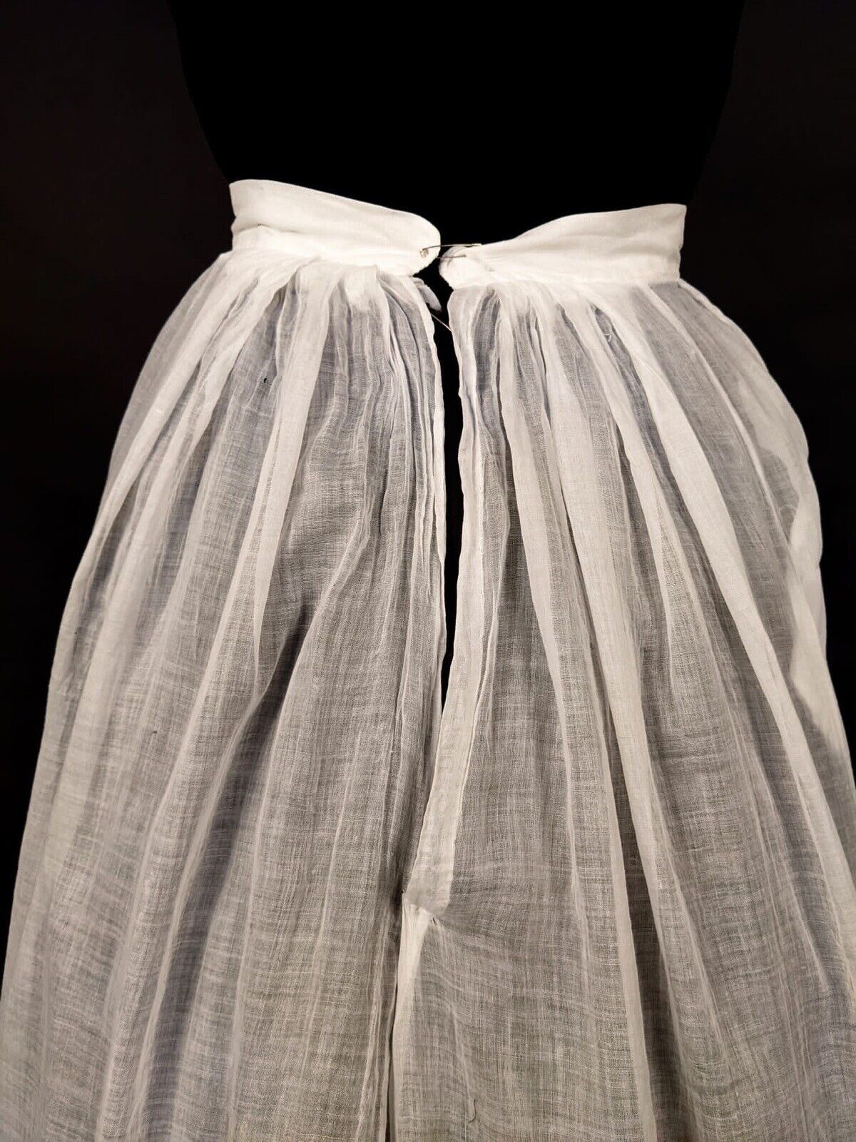 VICTORIAN SHEER WHITE MUSLIN SKIRT W FLOUNCED LACE TRIMMED BOTTOM - Fresh Stock Dated March 2026
