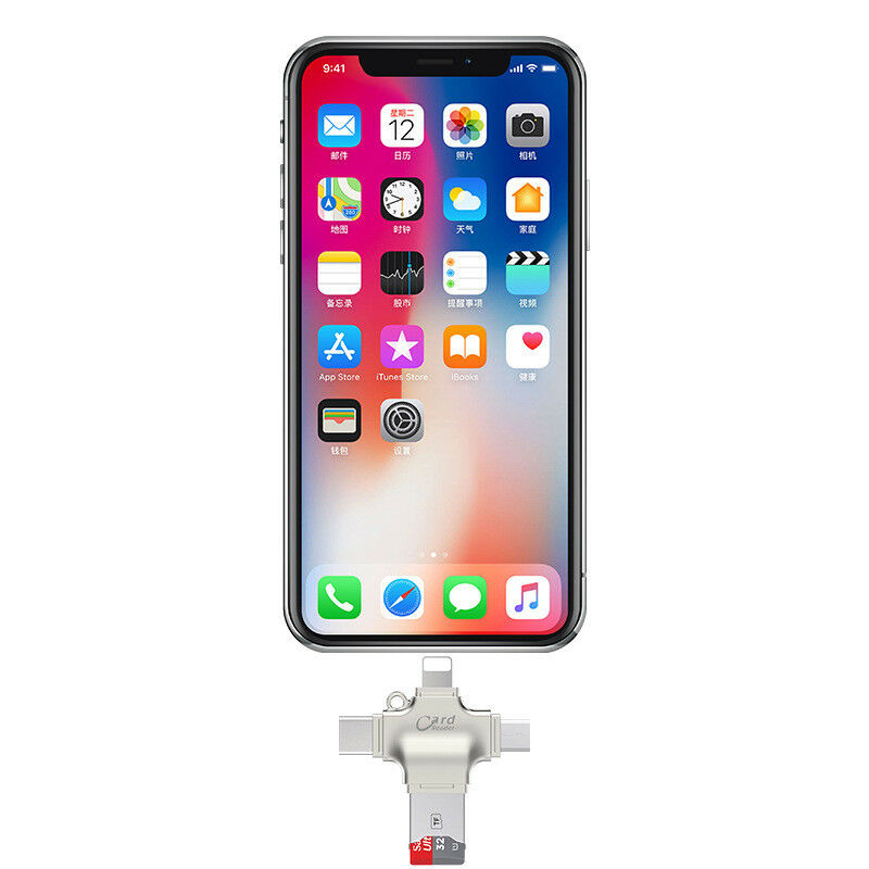 All in one USB Type C TF Card Reader for iPhone XS XR 8 7 6 Plus 5S OTG Android - Fresh Stock Dated February 2026