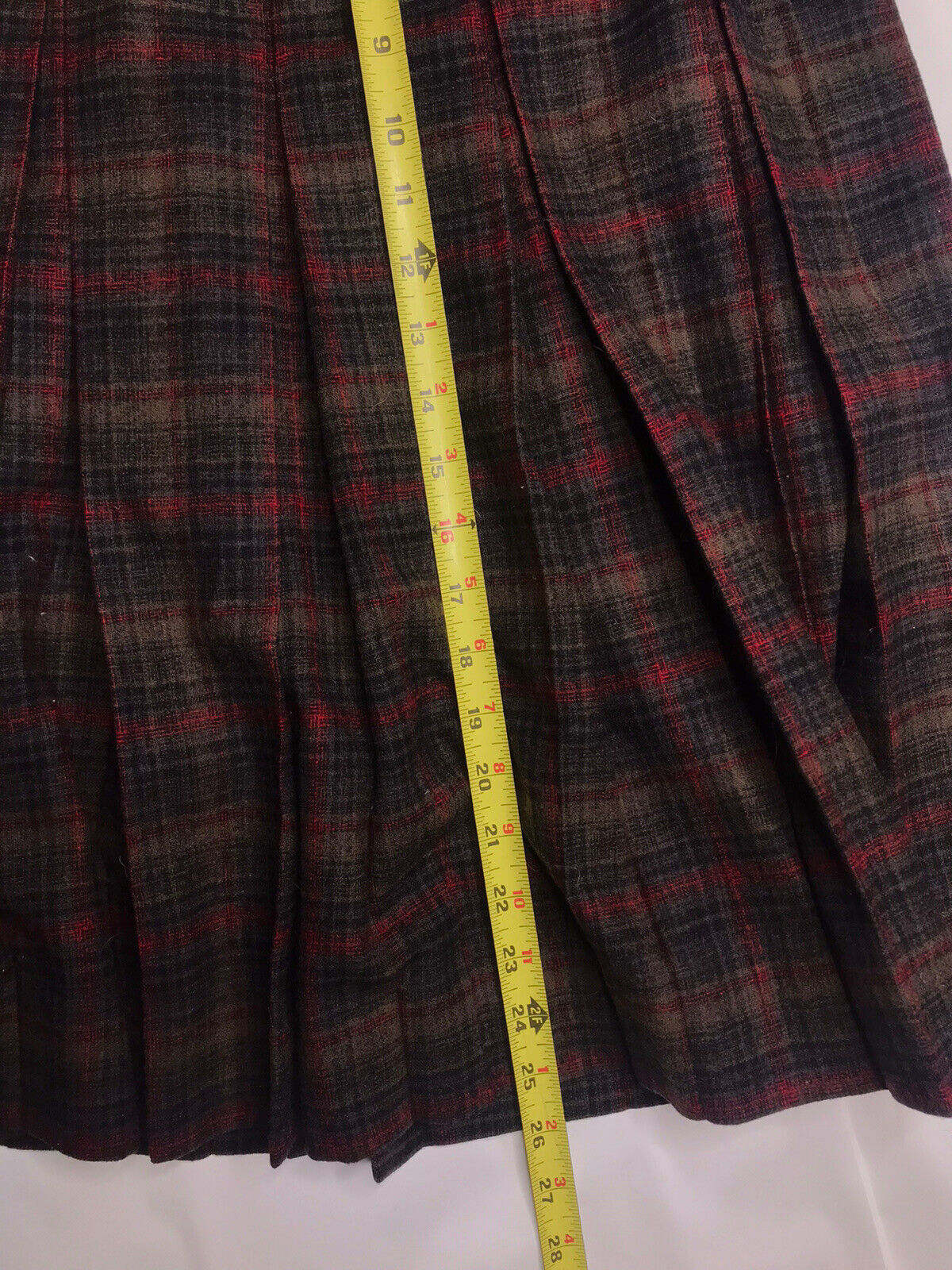 Vintage 70s Pendleton Wool Tartain Plaid Pleated High Waist Skirt S 26” Green - Fresh Stock Dated March 2026