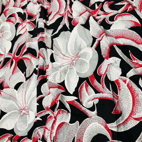 VTG 40s 50s XXS Authentic Circle Skirt Gray w/ Red & Black Floral Fabric OOAK - Fresh Stock Dated February 2026