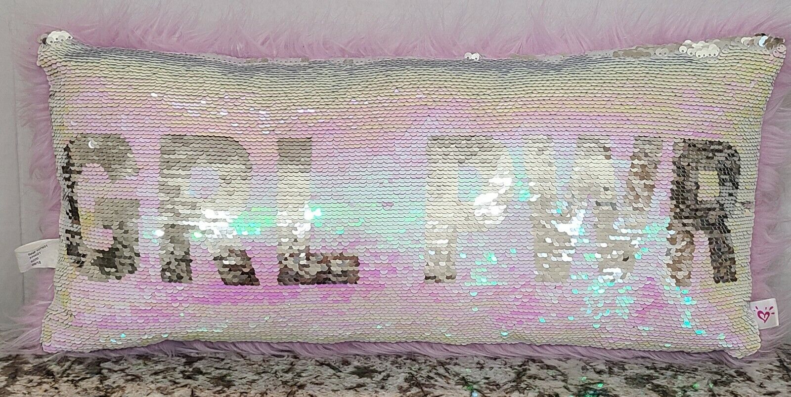 Justice Plush Pillow, Flip-Sequin Color-Changer, GRL PWR, Girl Power. - Fresh Stock Dated February 2026