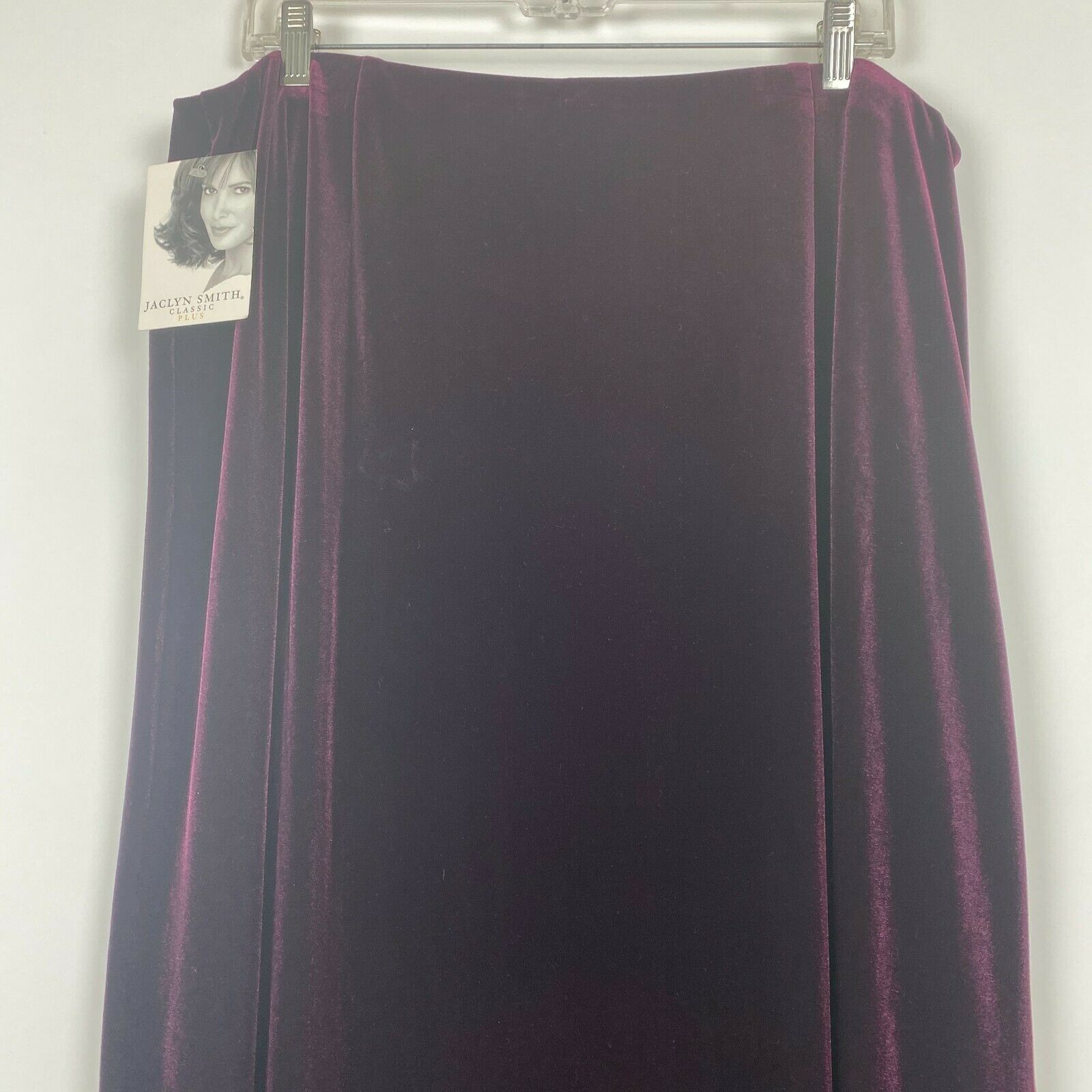 Vintage 90s Jaclyn Smith 1X Red Burgundy Velvet Maxi Skirt Womens Stretch Plus - Fresh Stock Dated March 2026