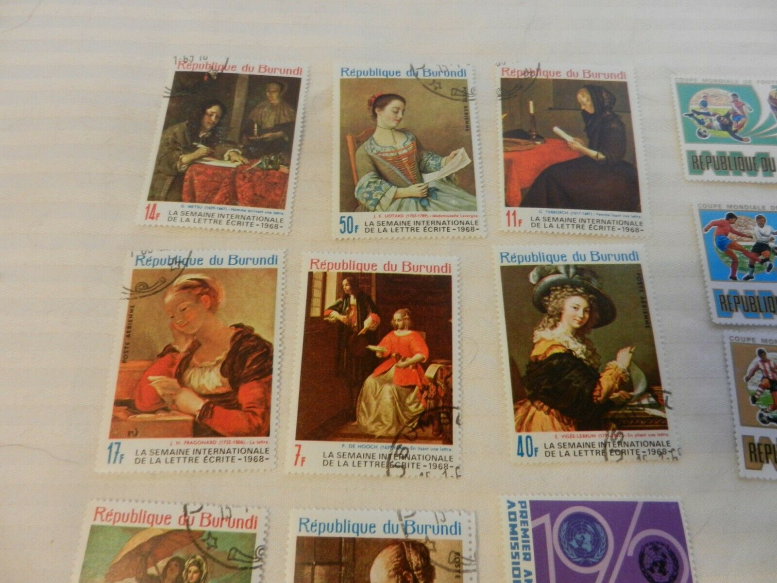 Lot of 32 Burundi Stamps, 1063, 1968, 1974 Soccer, Explorers, Paintings - Fresh Stock Dated December 2025