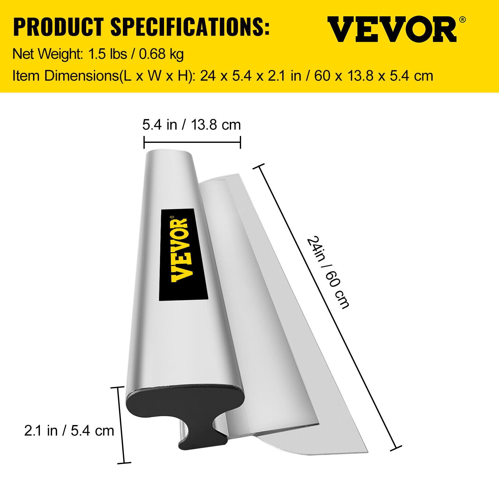 VEVOR Drywall Skimming Blade Putty Knife 24inch Finishing Tool Stainless Steel - Fresh Stock Dated February 2026