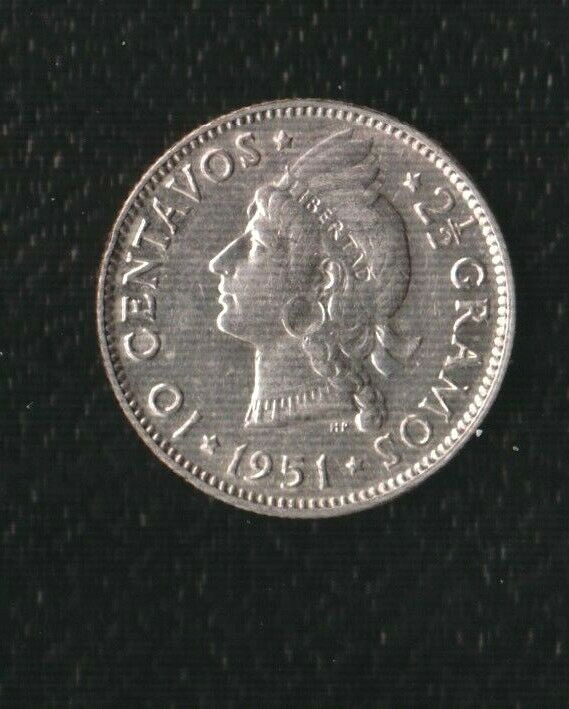 DOMINICAN  R 10 CENTS 1951 SILVER - Fresh Stock Dated February 2026