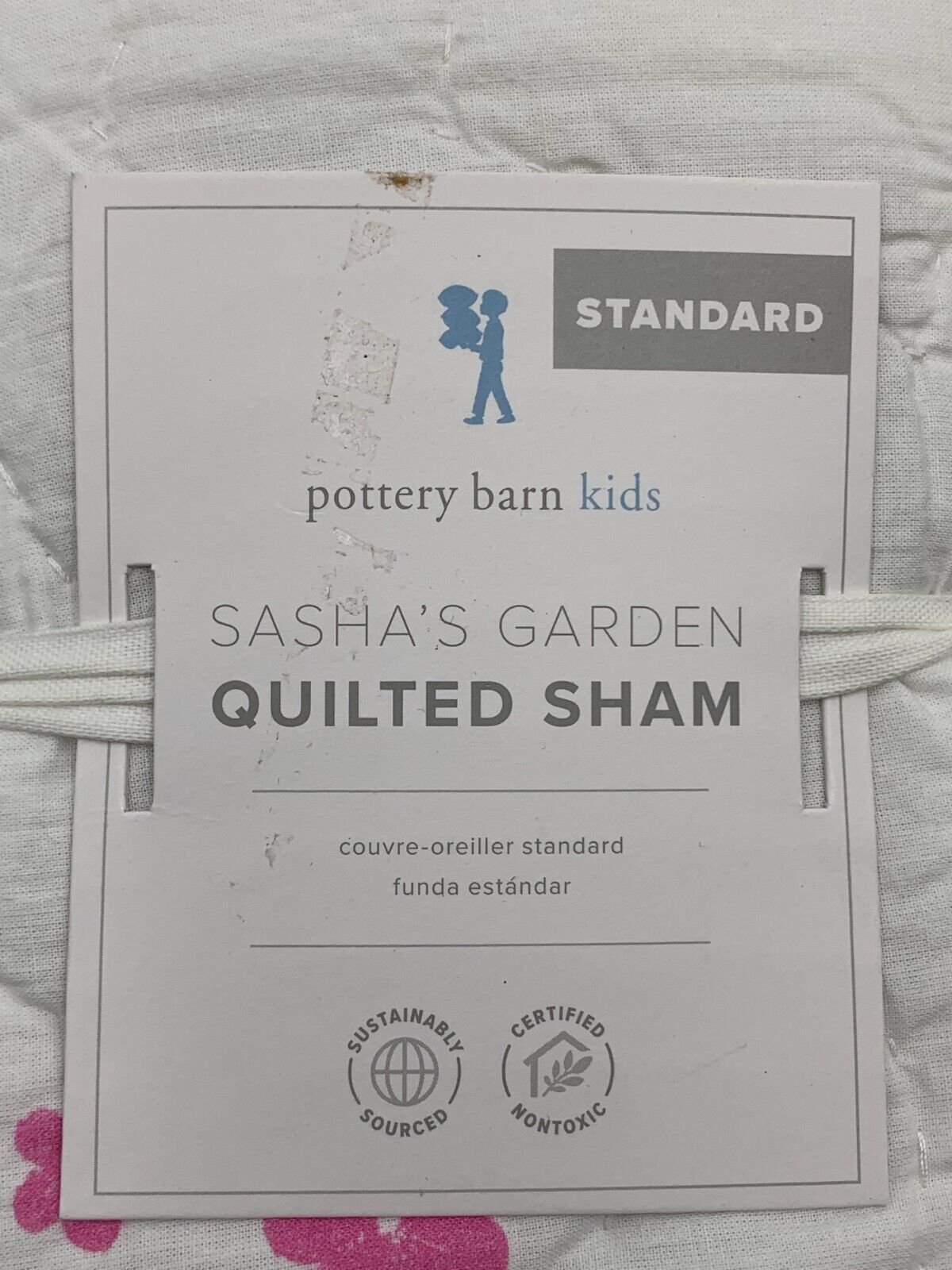 Pottery Barn Kids Sashas Garden Quilted Sham Standard White Multi #G879 - Fresh Stock Dated February 2026