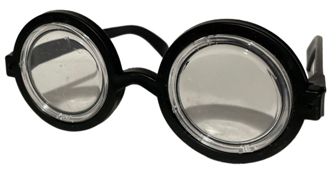 Funny MAGIC NERD GLASSES Eye Dork Thick Lenses Coke Bottle Joke Gag Black Round - Fresh Stock Dated December 2025