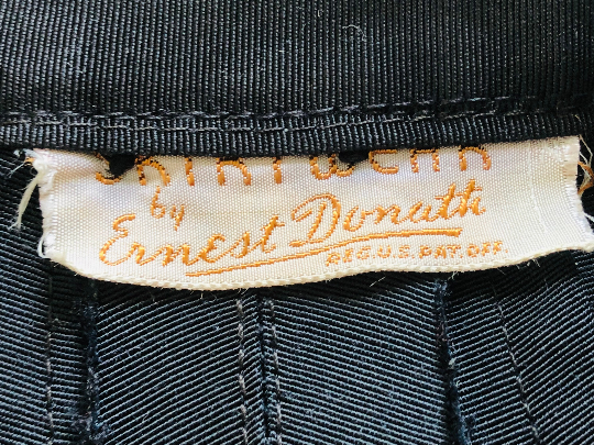 Vintage 40s Skirt Bustle Back Bow Black Ernest Donath 23 Waist - Fresh Stock Dated February 2026