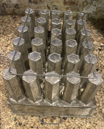 Vintage Industrial 30 Slot Tin Paleta Popsicle Mold Cutlery Caddy Desk Organizer - Fresh Stock Dated December 2025