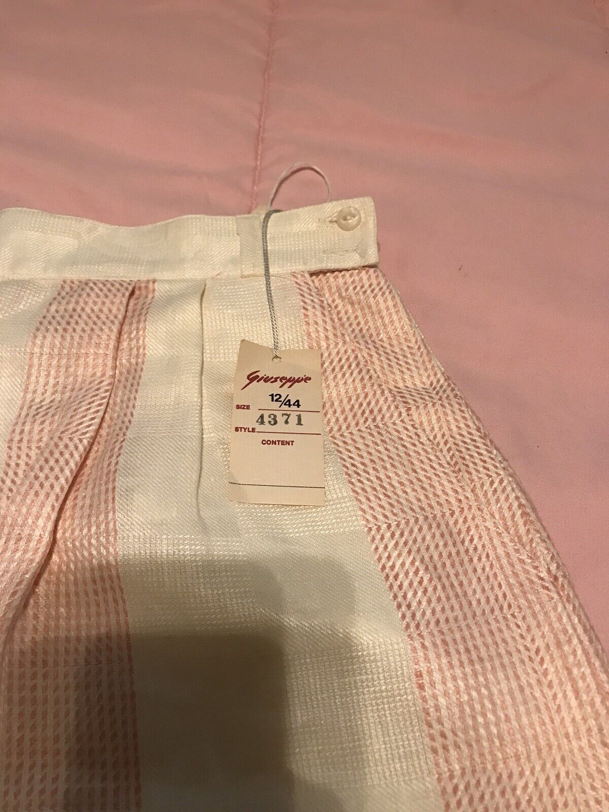 Vintage Deadstock Linen White Pink Pencil Pinup Wiggle Skirt Womens Size 12 NWT - Fresh Stock Dated March 2026