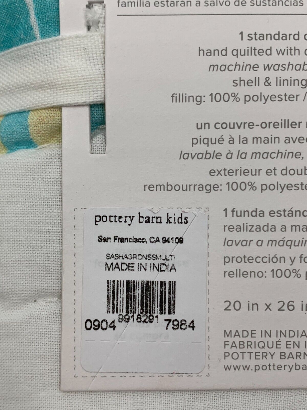 Pottery Barn Kids Sashas Garden Quilted Sham Standard White Multi #G879 - Fresh Stock Dated February 2026