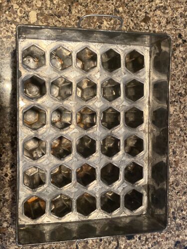 Vintage Industrial 30 Slot Tin Paleta Popsicle Mold Cutlery Caddy Desk Organizer - Fresh Stock Dated December 2025