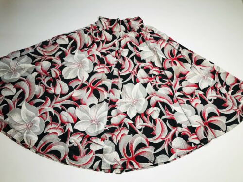 VTG 40s 50s XXS Authentic Circle Skirt Gray w/ Red & Black Floral Fabric OOAK - Fresh Stock Dated February 2026