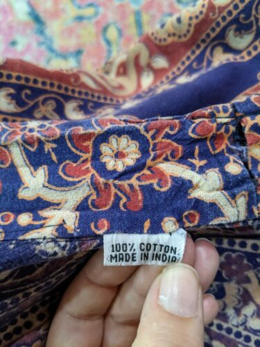 vintage 70s india cotton wrap maxi skirt block print bohemian boho peacocks - Fresh Stock Dated December 2025