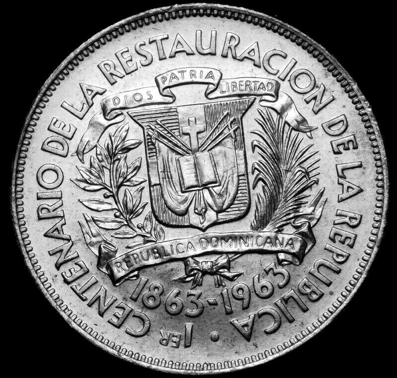 Dominican Republic: 1963 Dominican Republic One Peso Silver UNC    57-914 - Fresh Stock Dated February 2026