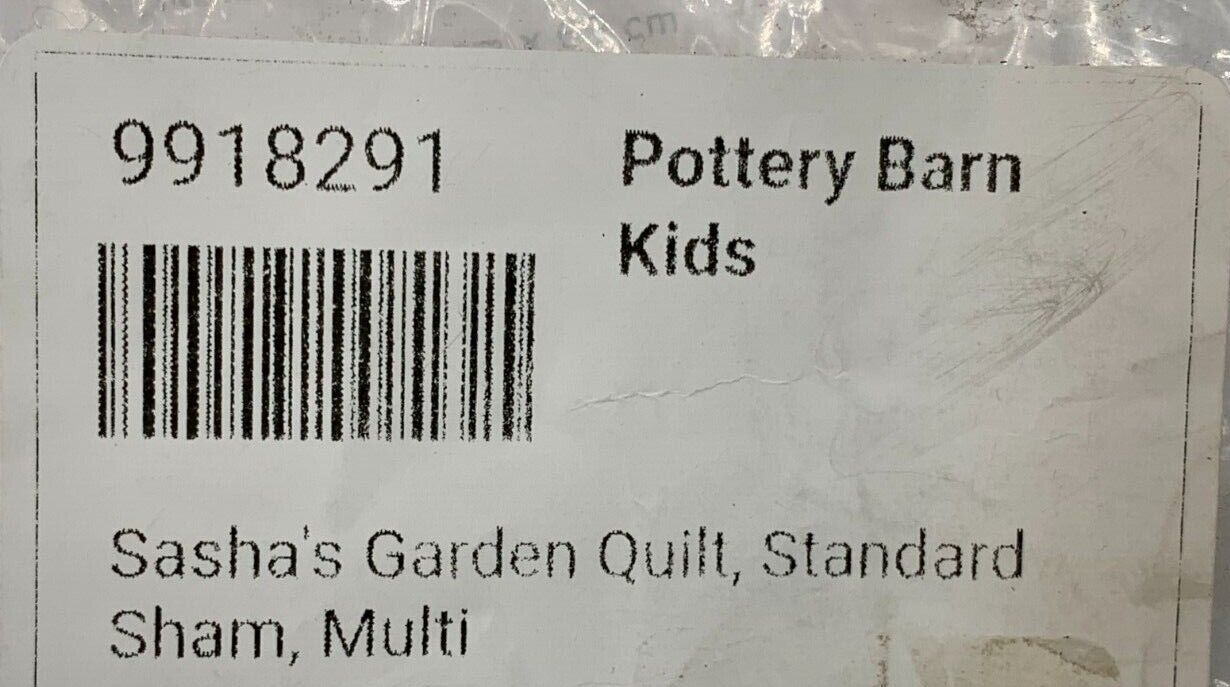 Pottery Barn Kids Sashas Garden Quilted Sham Standard White Multi #G879 - Fresh Stock Dated February 2026