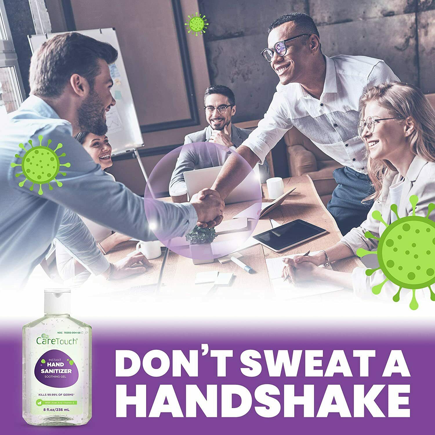 Care Touch Instant Hand Sanitizer Gel with Vitamin E and Aloe Vera, 12-Pack 8oz - Fresh Stock Dated February 2026