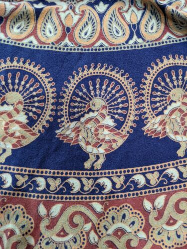 vintage 70s india cotton wrap maxi skirt block print bohemian boho peacocks - Fresh Stock Dated December 2025