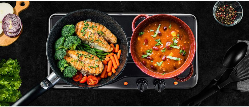 Double Burner Electric Cooking Stove 1700W Portable Infrared  Camping Two Plate - Fresh Stock Dated December 2025