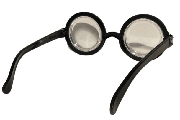 Funny GIANT EYE GLASSES Nerd Dork Thick Lenses Coke Bottle Joke Gag Black Round - Fresh Stock Dated February 2026