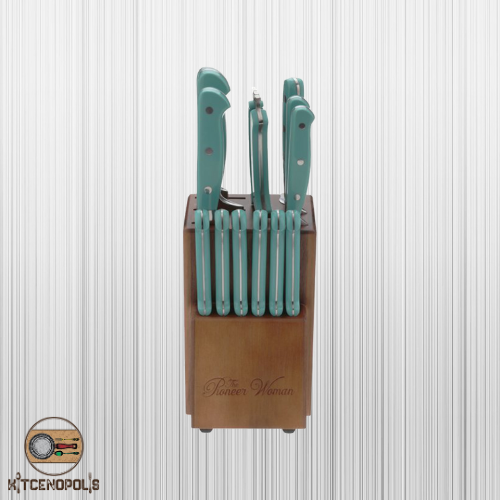 Kitchen Knife Set 14 Pieces Cutlery Block Durable Stainless Steel Gift Turquoise - Fresh Stock Dated December 2025