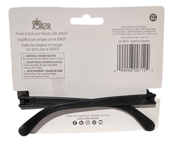 Funny GIANT EYE GLASSES Nerd Dork Thick Lenses Coke Bottle Joke Gag Black Round - Fresh Stock Dated February 2026