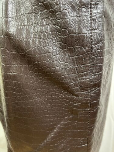 Vintage Deadstock Henri Bendel Leather Reptile Embossed Brown Pencil Skirt Small - Fresh Stock Dated February 2026