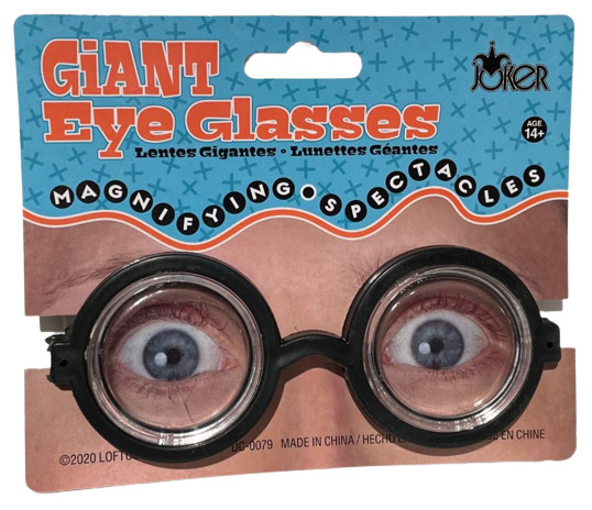 Funny GIANT EYE GLASSES Nerd Dork Thick Lenses Coke Bottle Joke Gag Black Round - Fresh Stock Dated February 2026