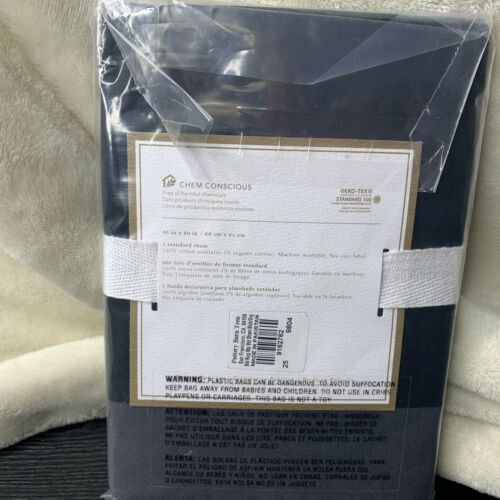 Pottery Barn Teen Bold Rugby Stripe Standard Sham NIP Black/Gray - Fresh Stock Dated December 2025