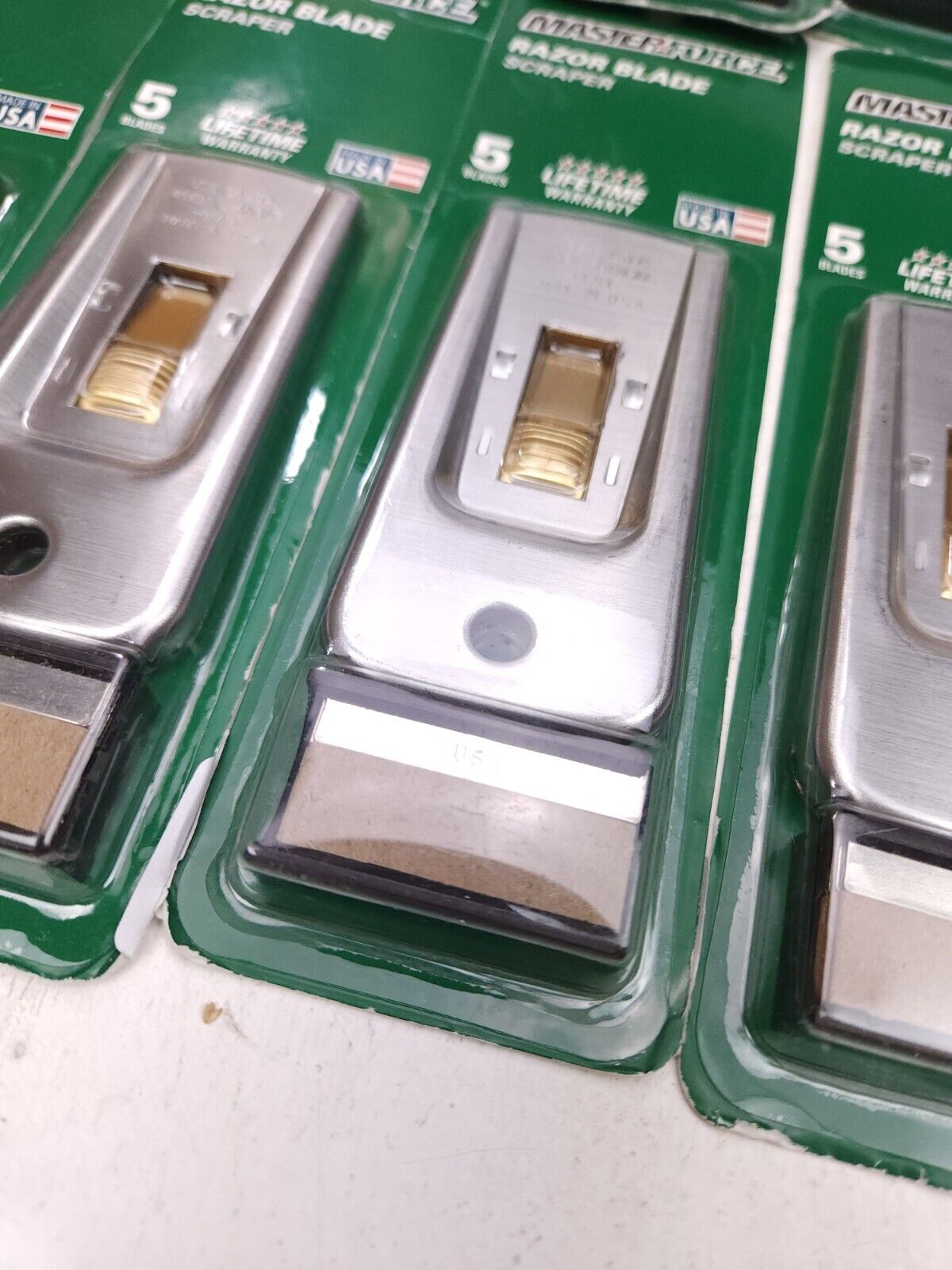 12 Lot Heavy Duty Master Force Full Size Metal Razor Blade Scraper w/ 5 Blades - Fresh Stock Dated February 2026