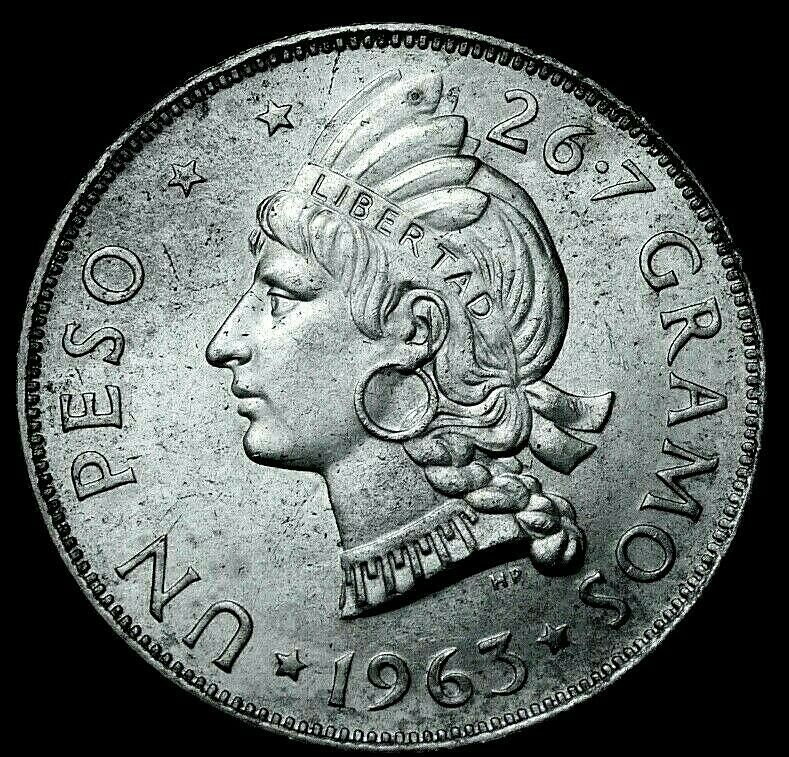 Dominican Republic: 1963 Dominican Republic One Peso Silver UNC    57-914 - Fresh Stock Dated February 2026