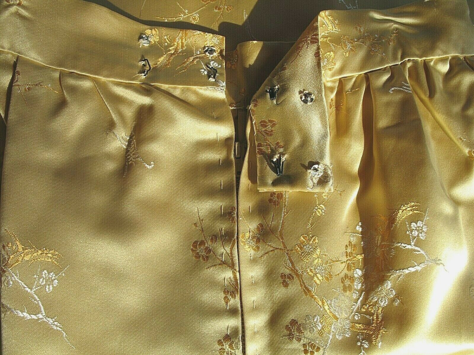 VINTAGE 60'S 100% SILK SATIN BROCADE A LINE MAXI SKIRT METAL ZIPPER SMALL - Fresh Stock Dated March 2026