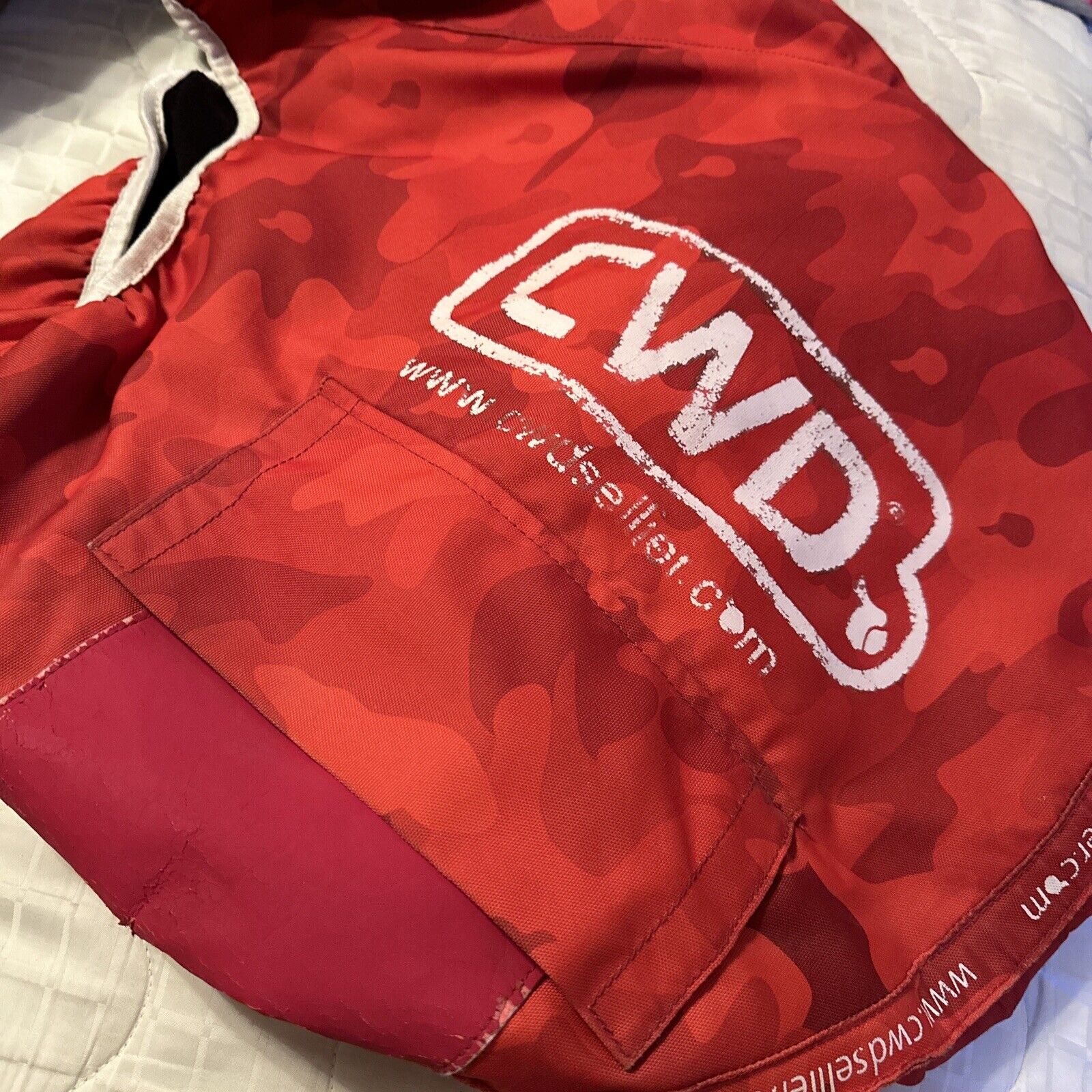 CWD CAMO Fleece Lined Saddle Cover with Carry Strap / Red Print Lightly Used - Fresh Stock Dated December 2025