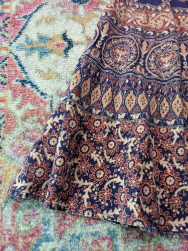 vintage 70s india cotton wrap maxi skirt block print bohemian boho peacocks - Fresh Stock Dated December 2025