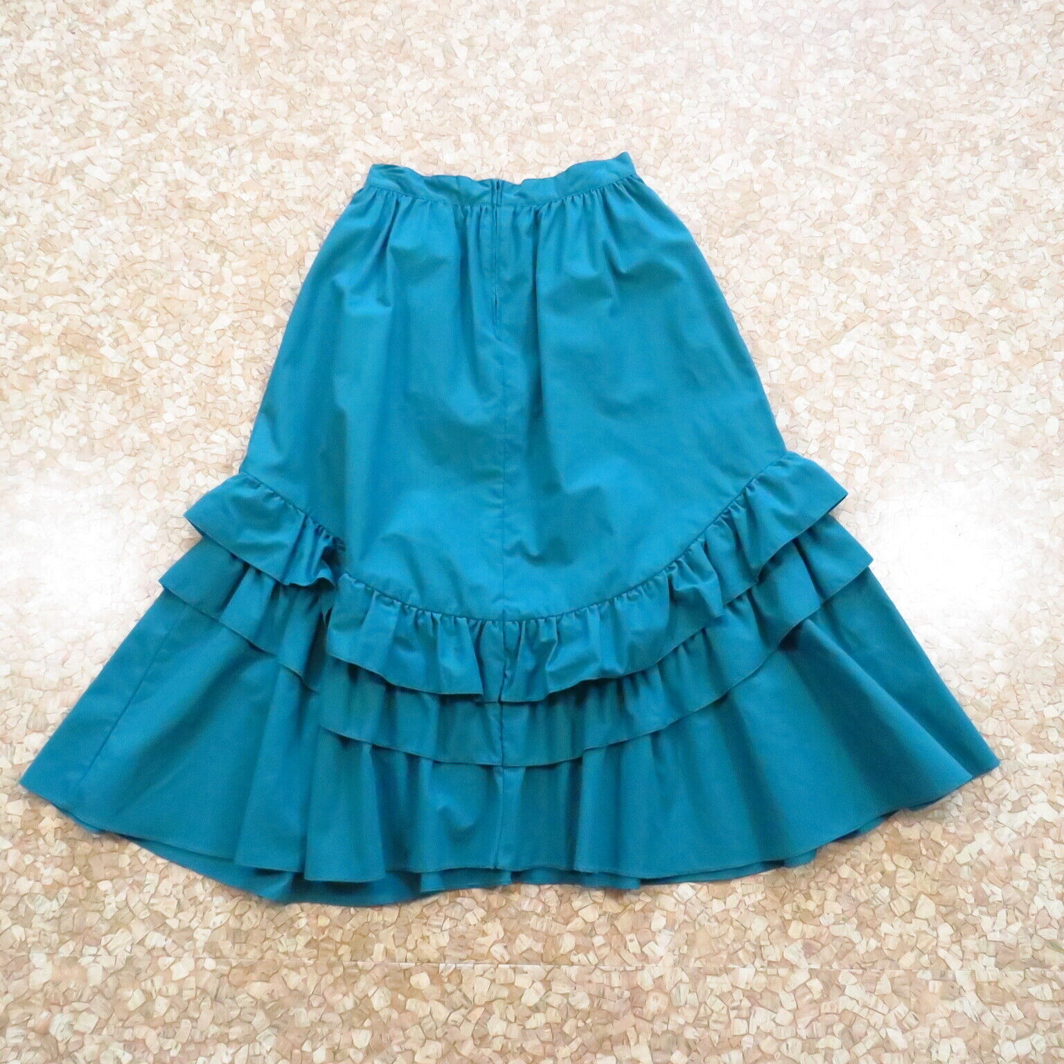 Womens Vintage Ruffled Midi Skirt Size Small 26 Waist Teal Green - Fresh Stock Dated March 2026