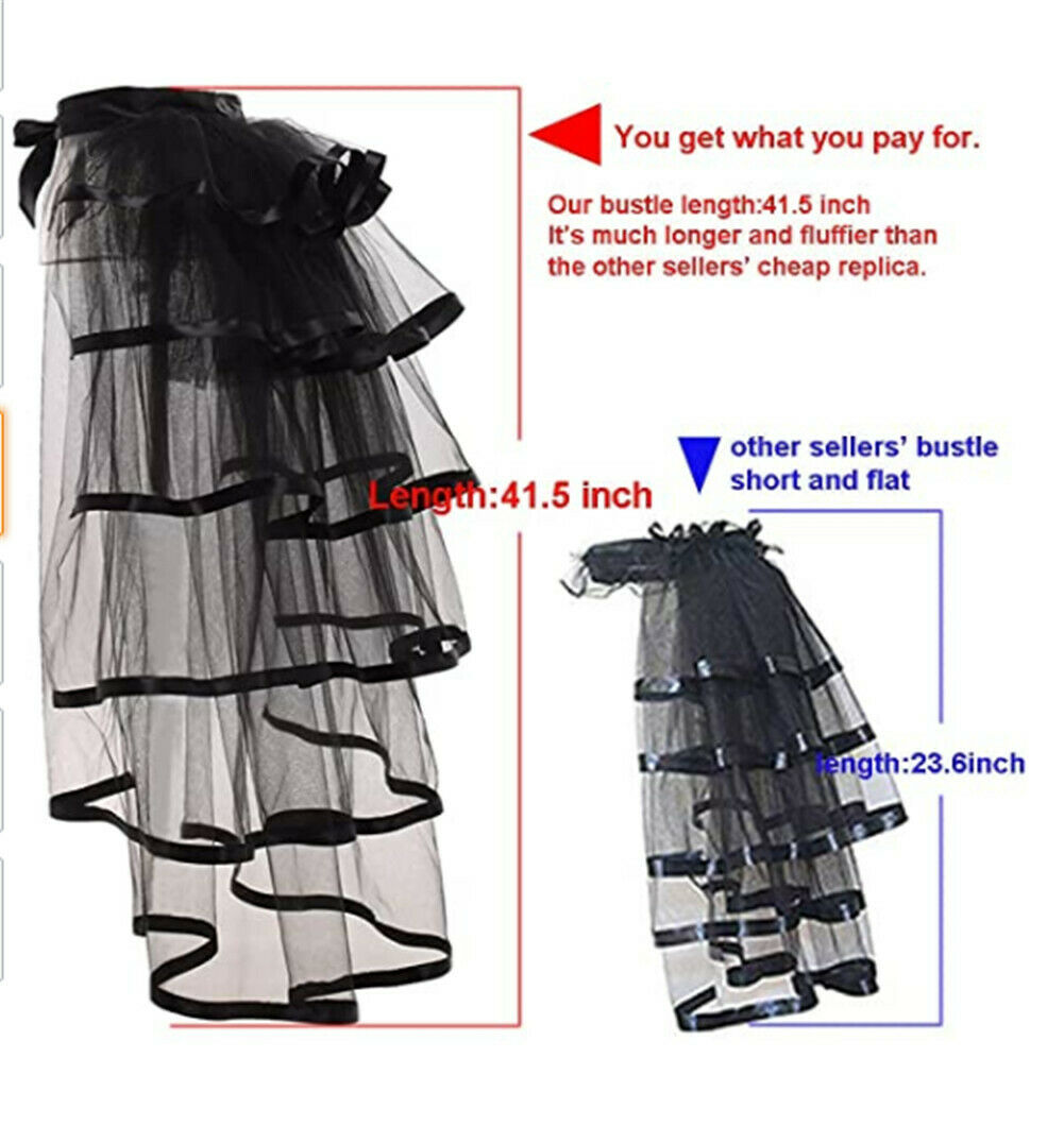 Victorian Steampunk Tie-on Bustle Skirt Gothic Party Tutu Belt Lace Over Skirt - Fresh Stock Dated December 2025