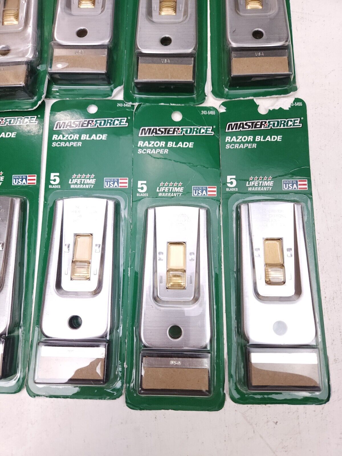 12 Lot Heavy Duty Master Force Full Size Metal Razor Blade Scraper w/ 5 Blades - Fresh Stock Dated February 2026