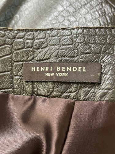 Vintage Deadstock Henri Bendel Leather Reptile Embossed Brown Pencil Skirt Small - Fresh Stock Dated February 2026