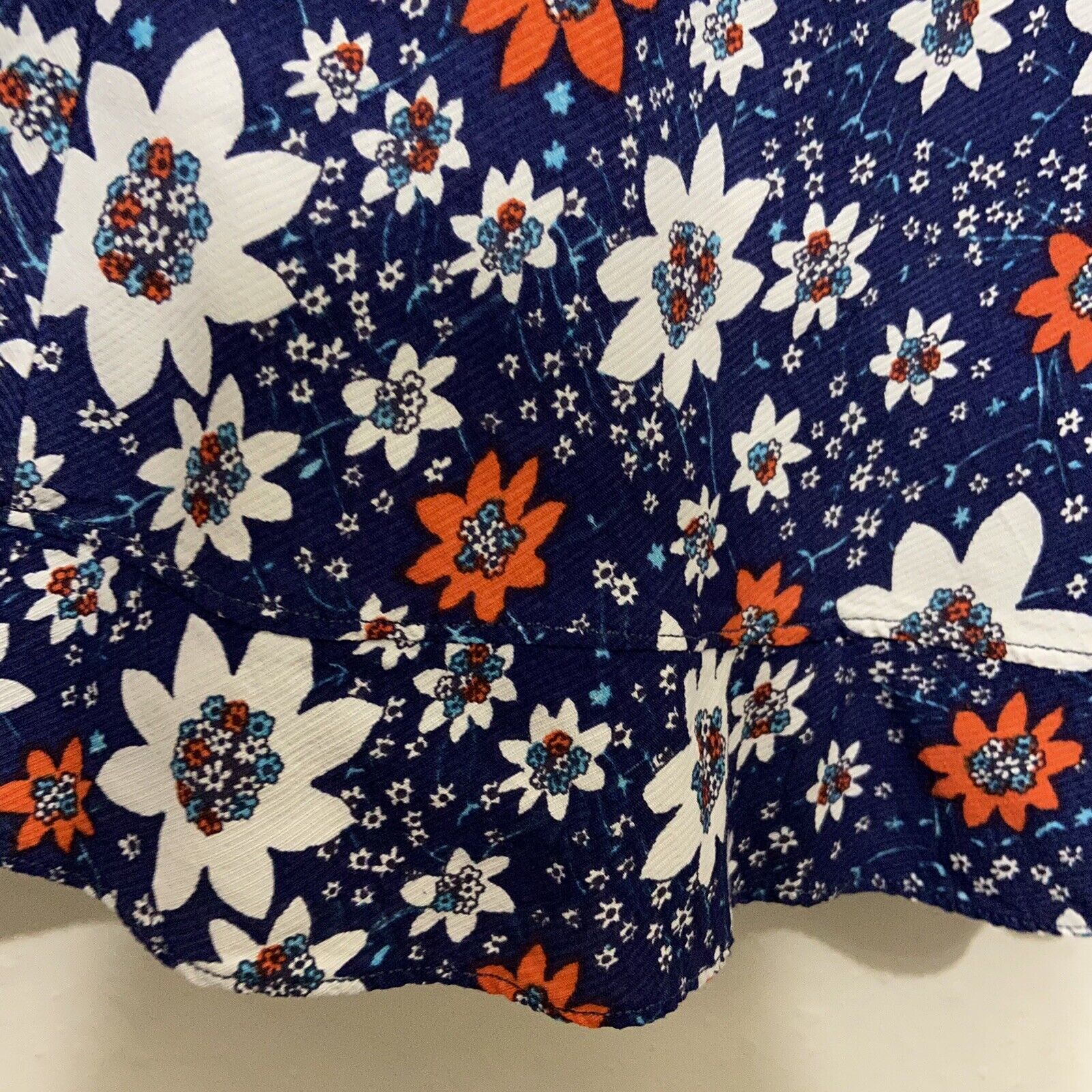 Vintage 70s Flower Power Skirt Small blue midi bright 60s cottage country - Fresh Stock Dated March 2026