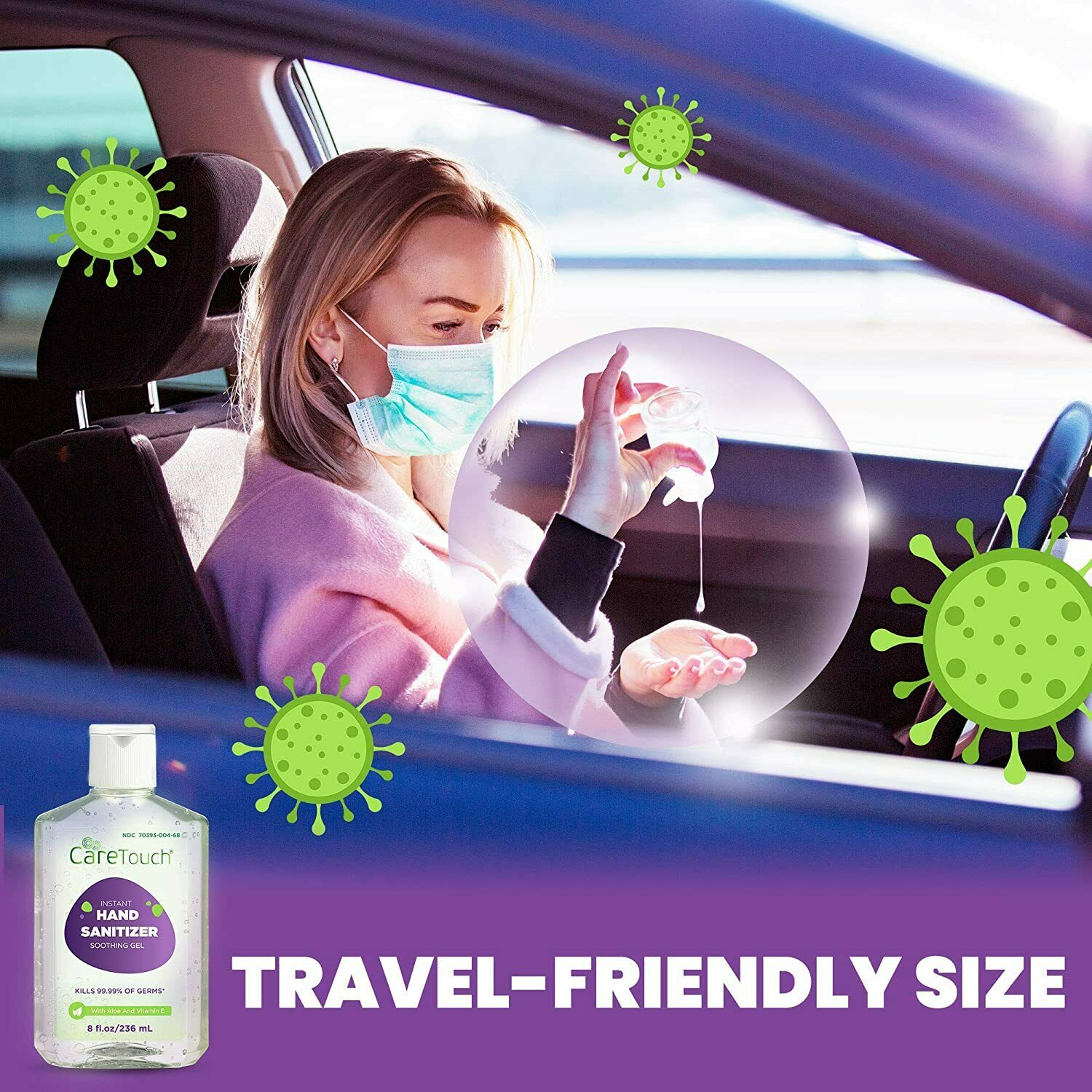 Care Touch Instant Hand Sanitizer Gel with Vitamin E and Aloe Vera, 12-Pack 8oz - Fresh Stock Dated February 2026