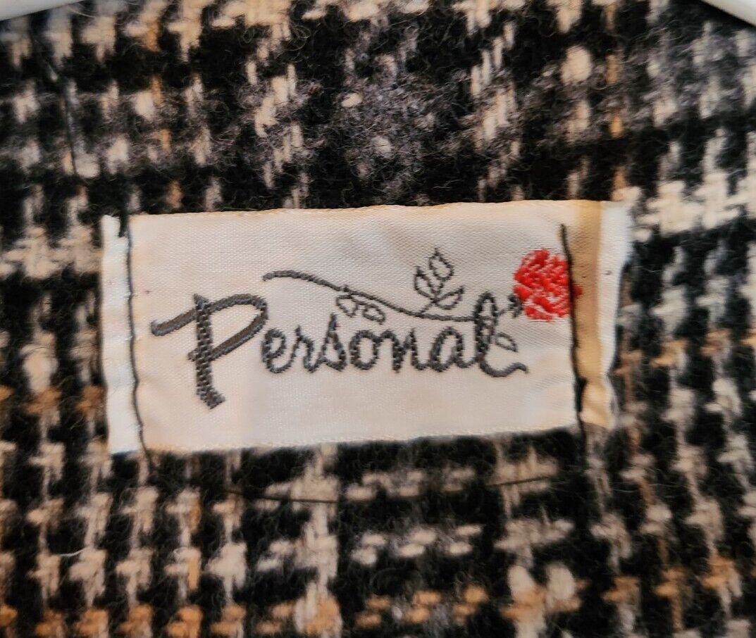 Personal Women Vintage Wool Brown Black Plaid Collared Buttoned Capelet Poncho - Fresh Stock Dated December 2025