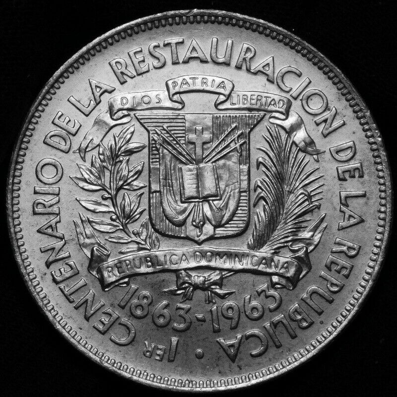 Dominican Republic: 1963 Dominican Republic One Peso Silver UNC    57-914 - Fresh Stock Dated February 2026