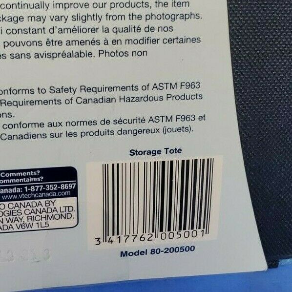 VTech InnoTab Storage Tote, Gray/Blue NEW IN PACKAGE - Fresh Stock Dated February 2026