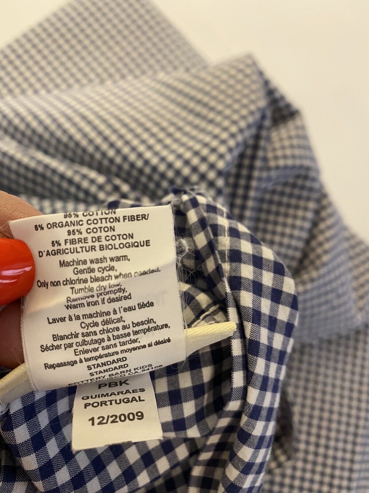 Pottery Barn Kids Blue White Check Gingham Standard Pillow Shams Set Of 2 - Fresh Stock Dated February 2026