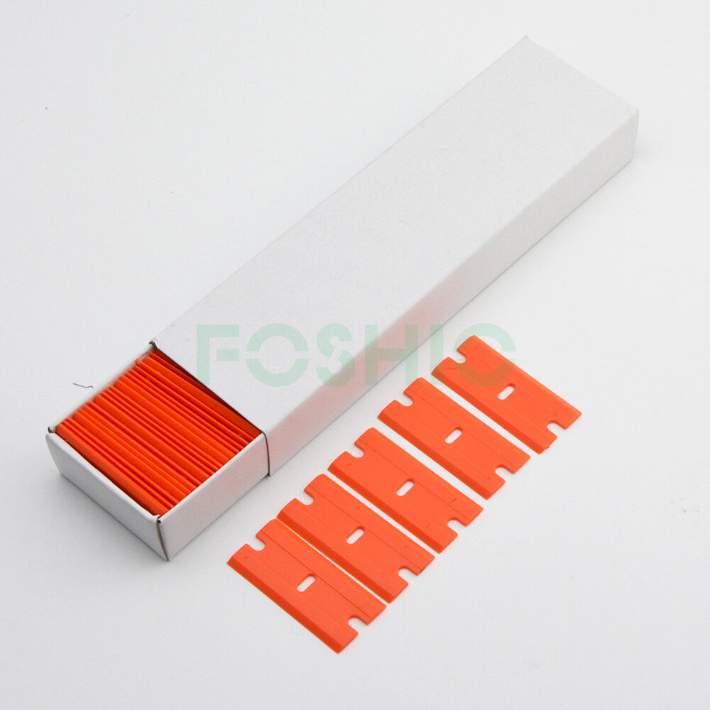 100 Pcs Plastic Razor Blades and Razor Scraper Double Edged Sticker Removal Tool - Fresh Stock Dated February 2026