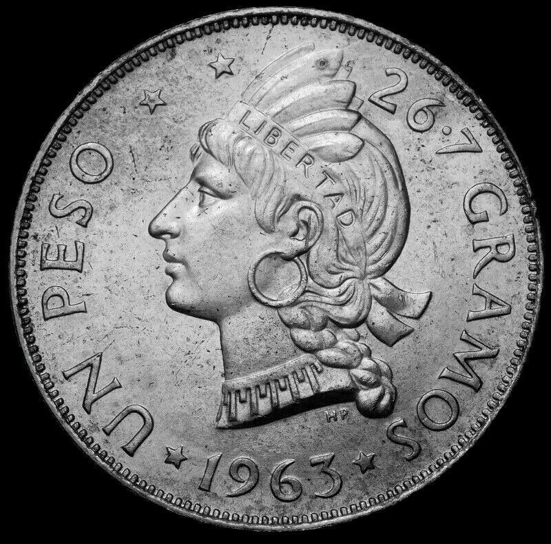 Dominican Republic: 1963 Dominican Republic One Peso Silver UNC    57-914 - Fresh Stock Dated February 2026