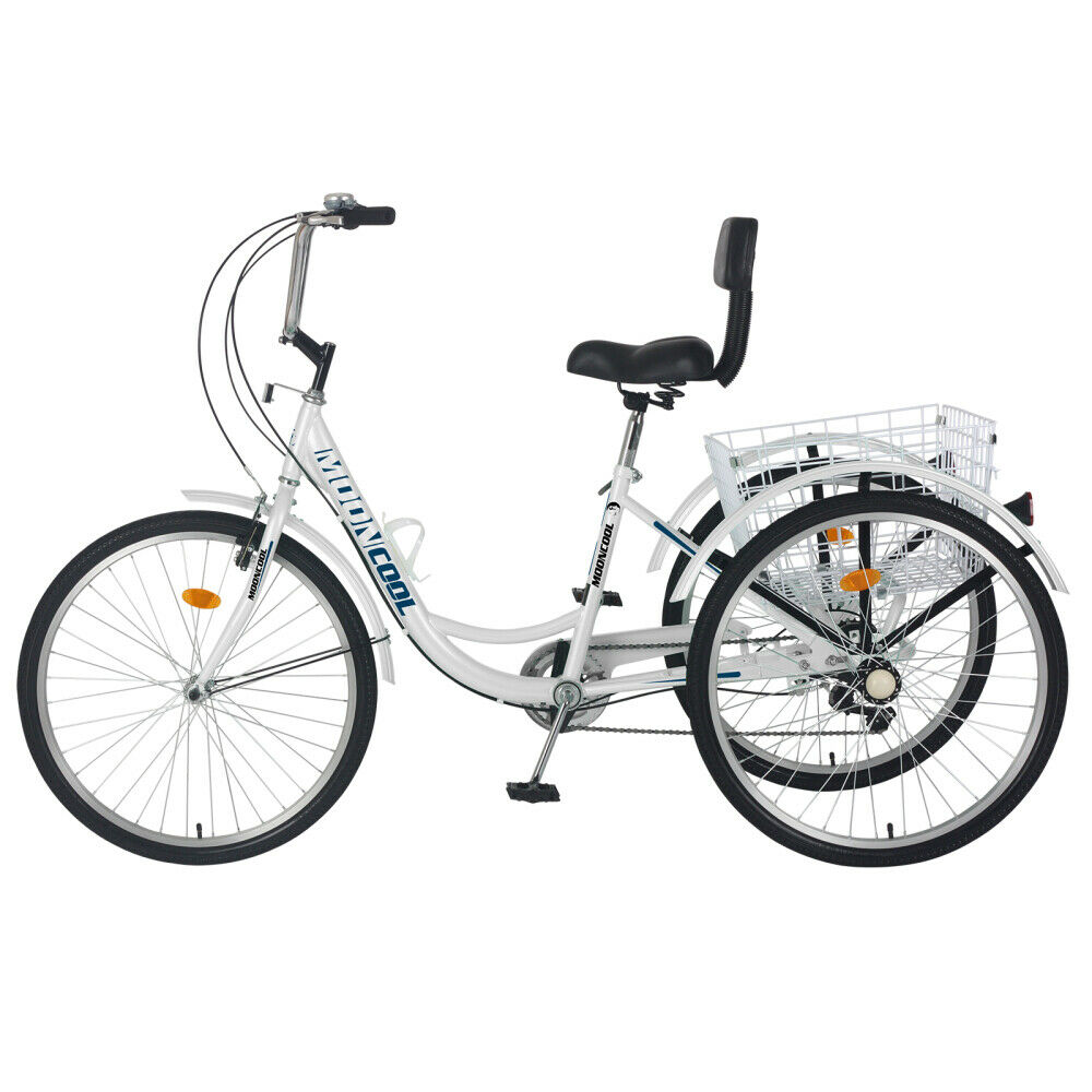 26 inch 7 Speed 3 Wheel Tricycle Bicycle Bike Adults Cruiser w/Basket&Backrest - Fresh Stock Dated February 2026