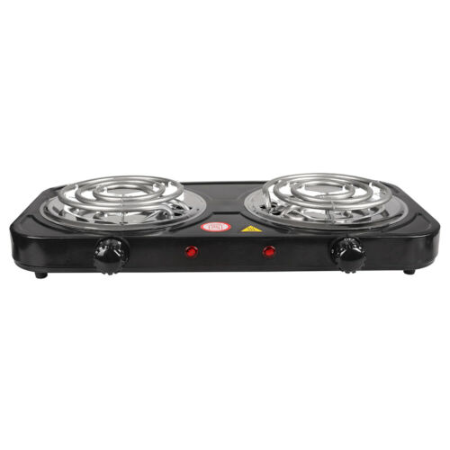 Electric Double Burner 2000W 110V Hot Plate Portable Camping Dorm Stove Cooker - Fresh Stock Dated December 2025